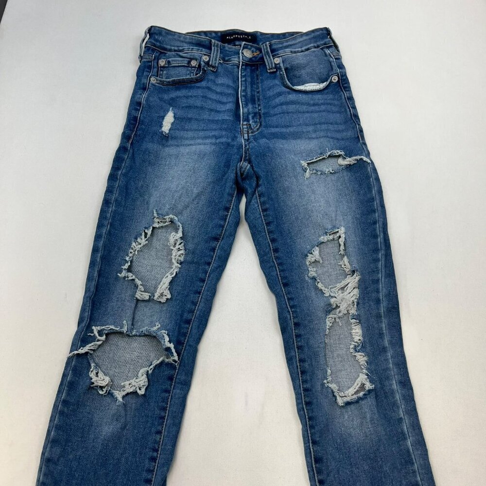 Aeropostale Womens Distressed Jeggings  Five Pocket Size 4 - Picture 2 of 9